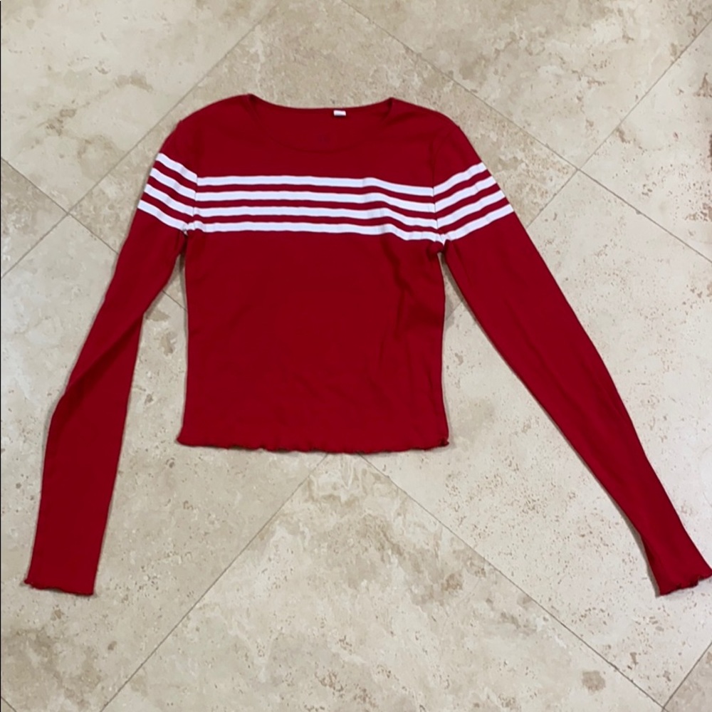 red with white strip long sleeve